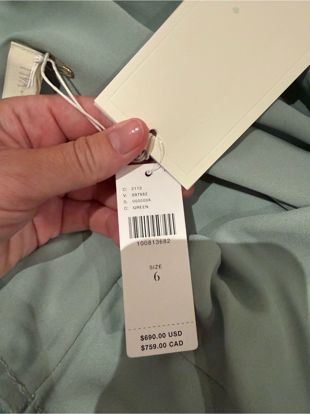 NWT Mint Green Maxi Dress with Neck Tie - Picture 4 of 6